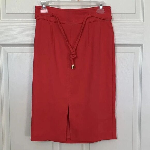 Ann Taylor Petites Womens 4P Coral Dark Pink Pencil Skirt NWT - Picture 1 of 11